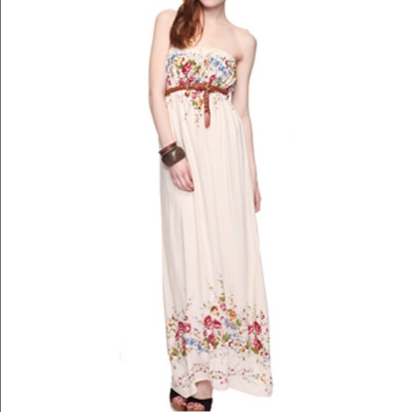 strapless floral maxi