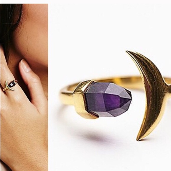 Jewelry - crescent Moon and Amethyst Ring