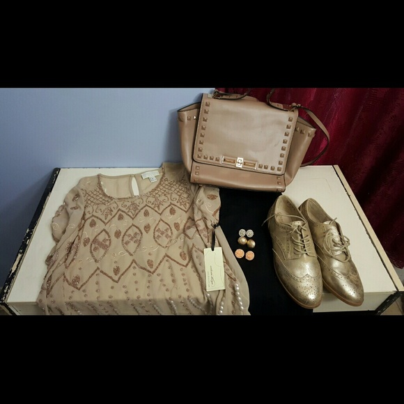 Gold beaded forever 21 top