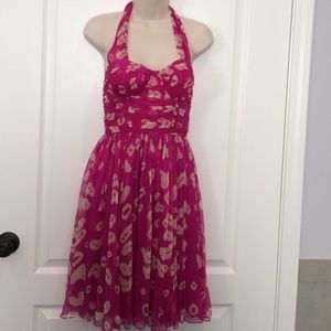 French Connection Pink & White Halter Top Dress