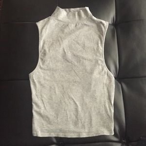 Grey Turtleneck Crop Tank