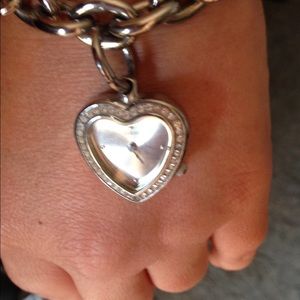 Silver tone heart shape Guess watch