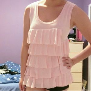 Pink Ruffled Tank