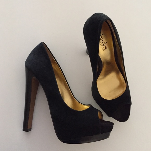 Charles David Shoes - Charles David Black Suede Peep Toe Pump