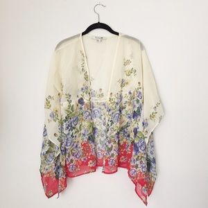Sheer floral kimono