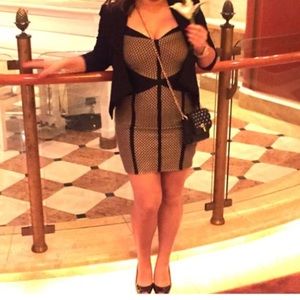 Bandeau tan and black 2Bebe dress