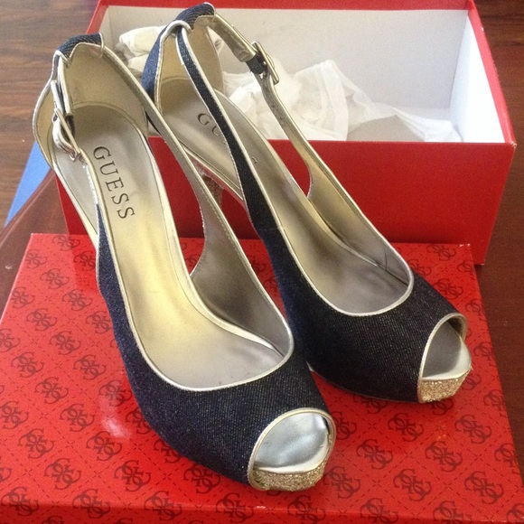 Guess gwhondola heels. Denim glitter