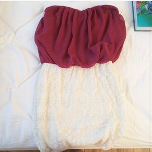 Maroon and white dress