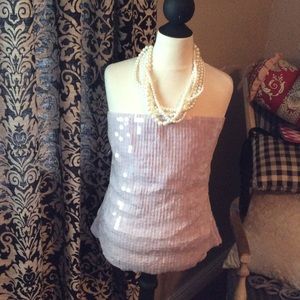 Lavender Sequin Strapless Top