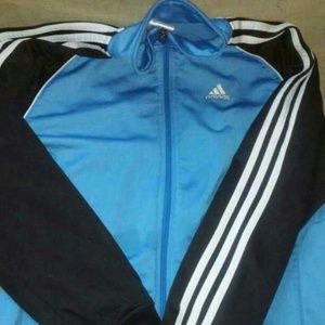 Blue white black adidas track jacket
