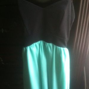 Mint green and black high low dress.