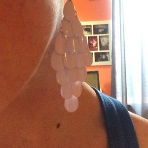 White rain drop earrings.