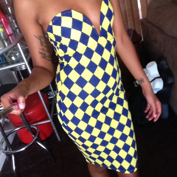 Fluorescent yellow & blue dress