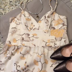 SOLD!!! 100% Silk Yellow Floral Tank