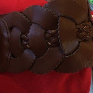 Braided, brown waist belt.