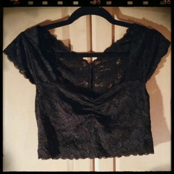 Sheer black lace crop top