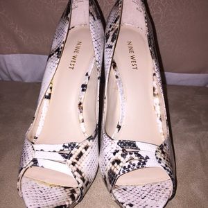 White Python Nine West Heels