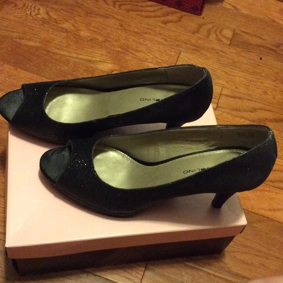 Bandolino Shoes Bandolino Black Glitter Open Toe High