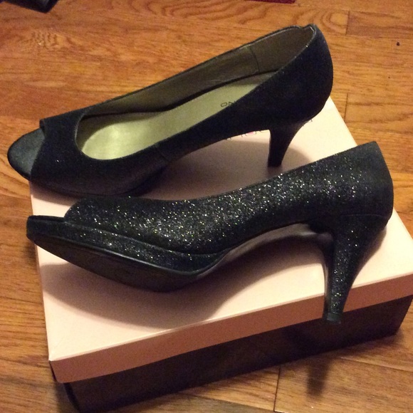 Bandolino Shoes Bandolino Black Glitter Open Toe High