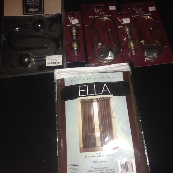 Curtains , Hold backs, spiral finial, fine lines