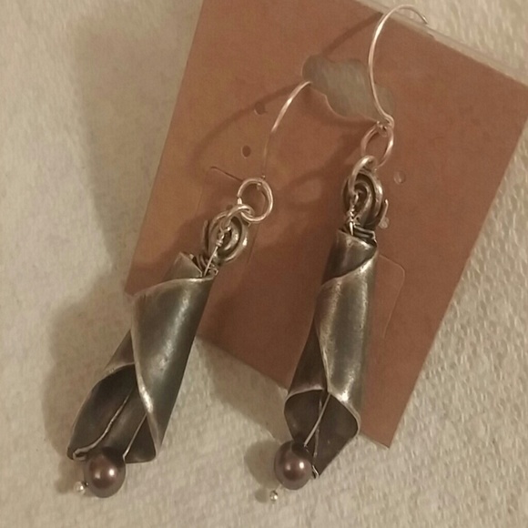 "Honeysuckle Flower" Earrings in Fine Silver