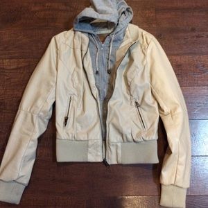 Pleather jacket with built in grey jacket.