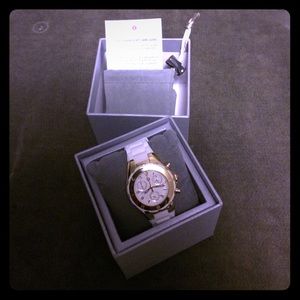 AUTHENTIC WHITE AND GOLD TAHITIAN  MICHELE WATCH