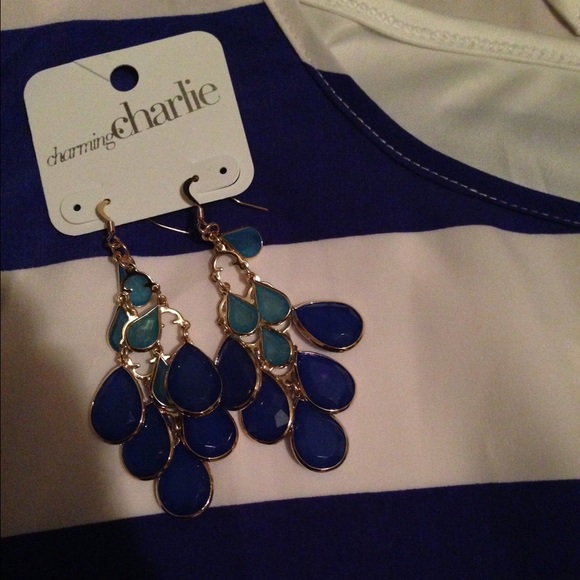 💙Beautiful Blue & White Summer Dress w/earrings💙 - Picture 2 of 4