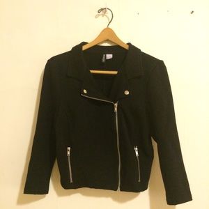 H&M Soft Black Crop Moto Jacket