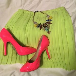 Neon pleated skirt