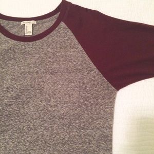 Maroon and gray baseball t-shirt