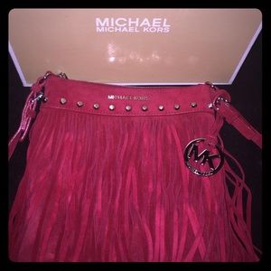 Red fringe Michael Kors crossbody