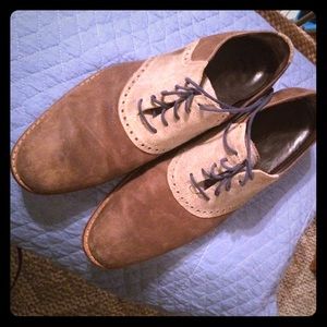 Brown/Tan Oxfords with Blue Laces