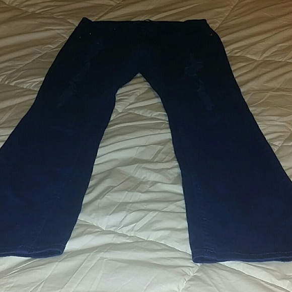 Royal blue distressed jeans by U51