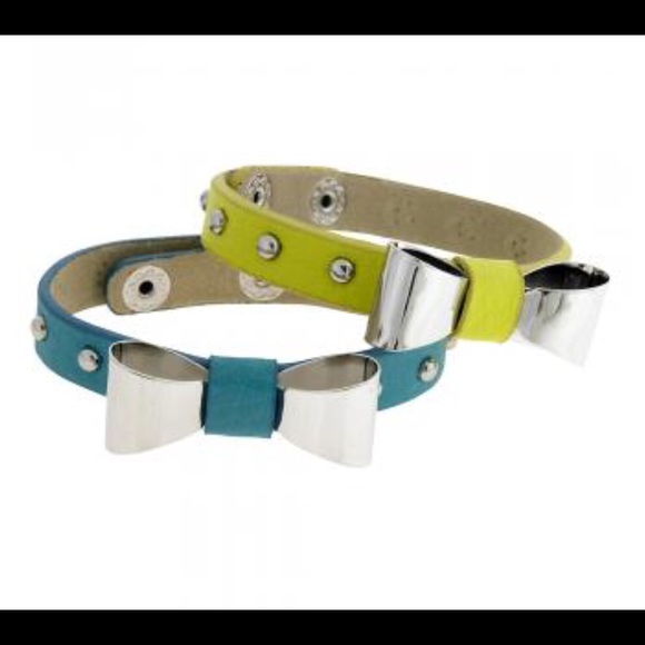 Turquoise or Yellow Leather Bow Bracelet-NWT