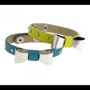 Turquoise or Yellow Leather Bow Bracelet-NWT