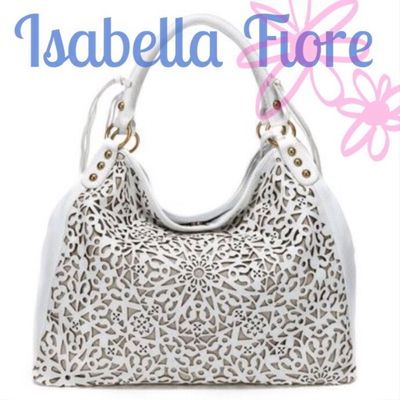 Isabella Fiore white laser cut handbag