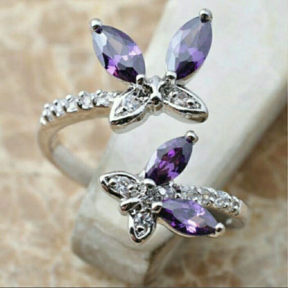 Gorgeous Amethyst Cz Butterfly Ring