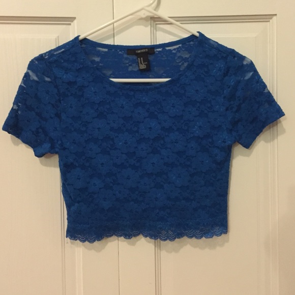 Forever 21 Blue Lace Crop Top