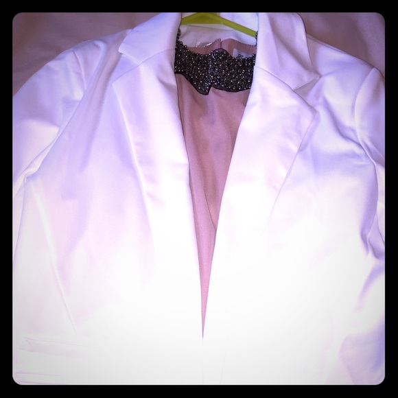 Summer White Blazer...paired with decorative top.