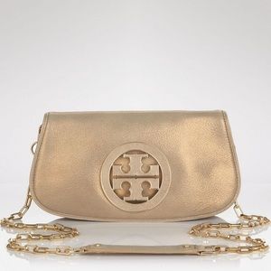 Tory burch metallic logo purse