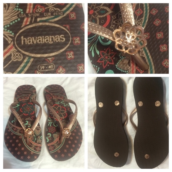 Beautiful brown and rose gold havaianas. Like New.