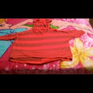 Orange Striped Hooded Crop Top
