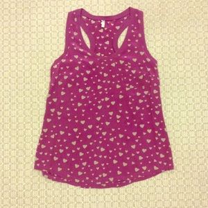 Purple Joie tank top with grey hearts