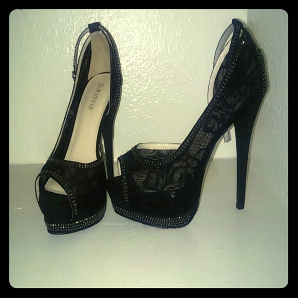 Justfab  Shoes - JustFab Black Stiletto with rhinestones
