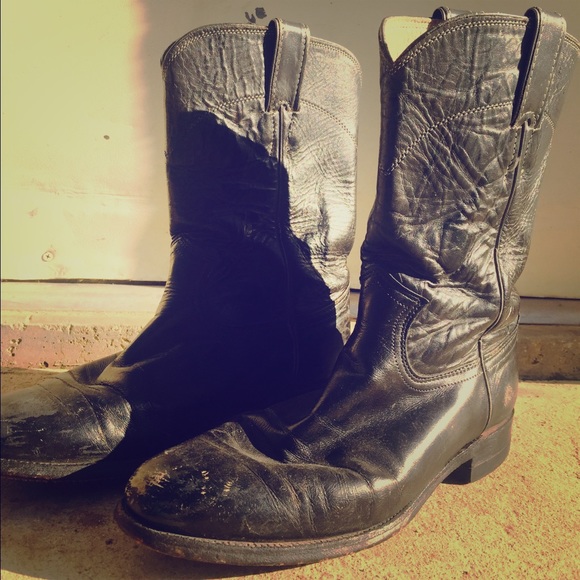 Justin black leather cowboy  boots