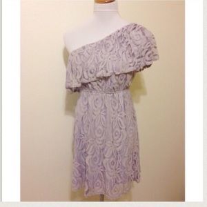 Lavender Floral Lace One Shoulder Boutique Dress
