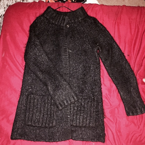 Free people long black fuzzy sweater