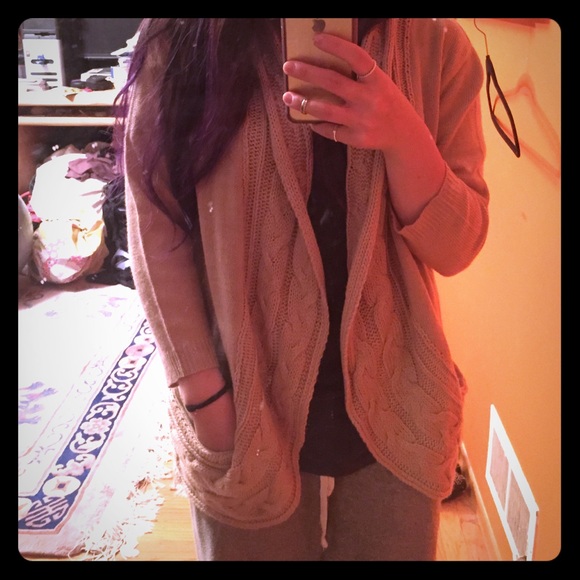 Open Front Cable Knit Cardigan
