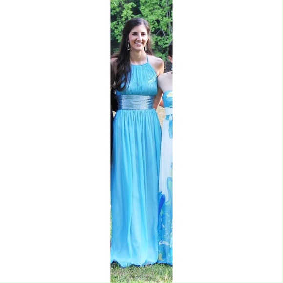 Aqua Halter Prom Dress
